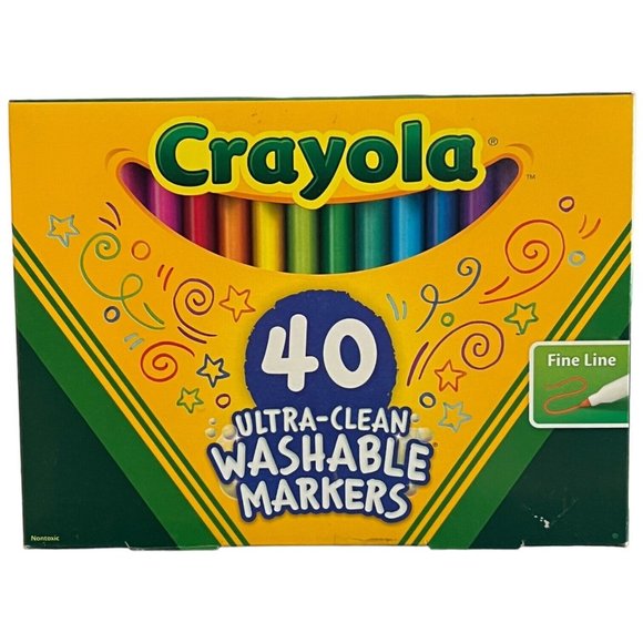 Crayola Ultra-Clean Fine Line Washable Markers, Assorted, 40 Count Easy Clean Up - Picture 3 of 7